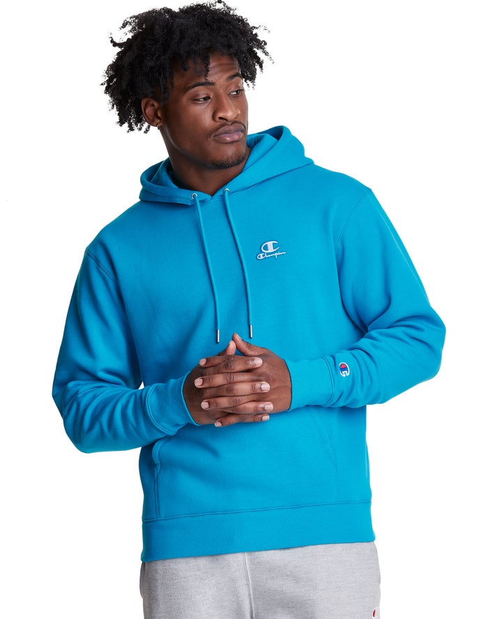 Champion Classic Fleece Embroidered Applique Logo Hoodie Heren - Blauw - Belgie 0762QNSJK